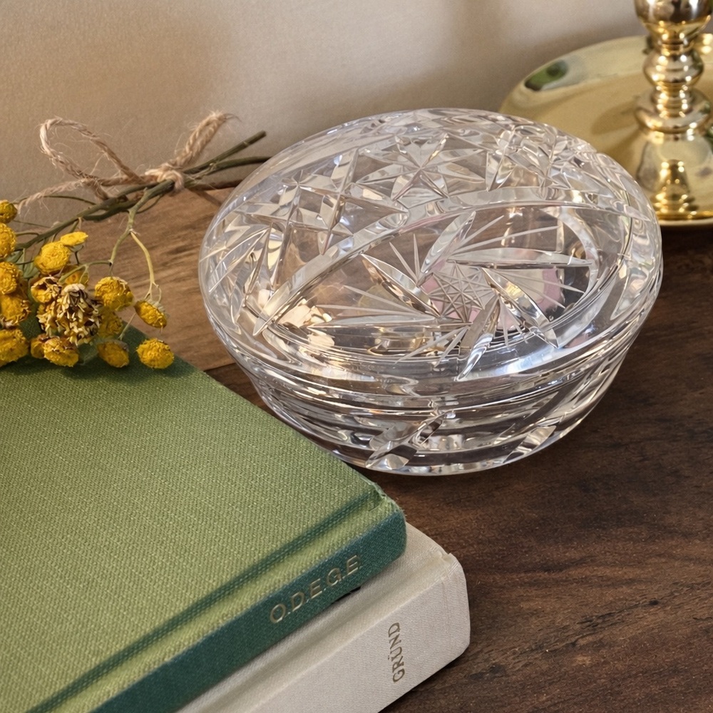 Bohemia Cut Crystal Trinket Box | Vintage Jewelry Dish